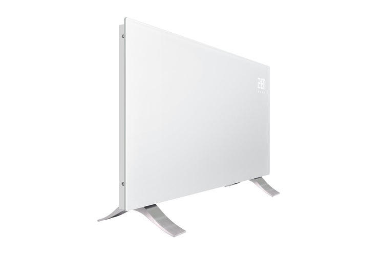 Konvektor Quality Heating Élégance 83x45 cm 2400W Glas Weiß inkl. WLAN-Appsteuerung, digitales Thermostat, IP24, Kindersicherung, Wand- & Standmontage