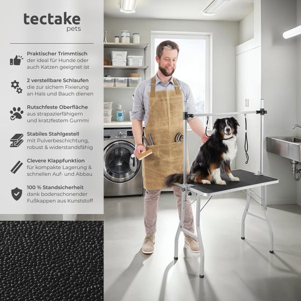 Trimmtisch tectake  Belastbarkeit 60 kg mit höhenverstellbarem Galgen und 2 Schlingen schwarz/silber