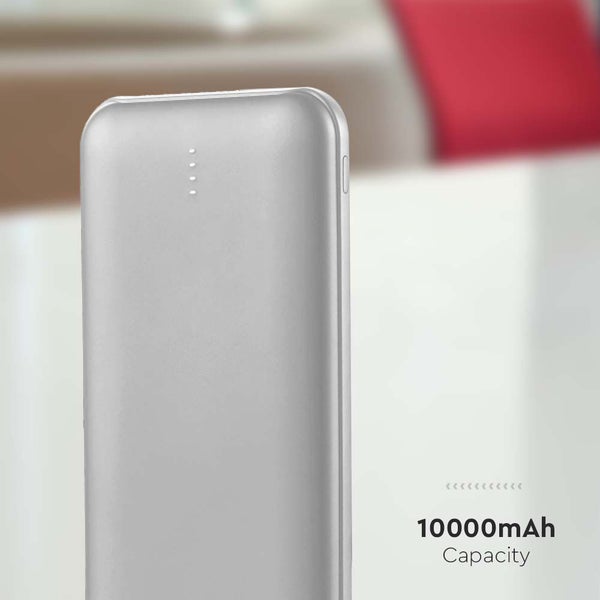 LED Display Power Banks - Silbernes Gehäuse - 10000mAh
