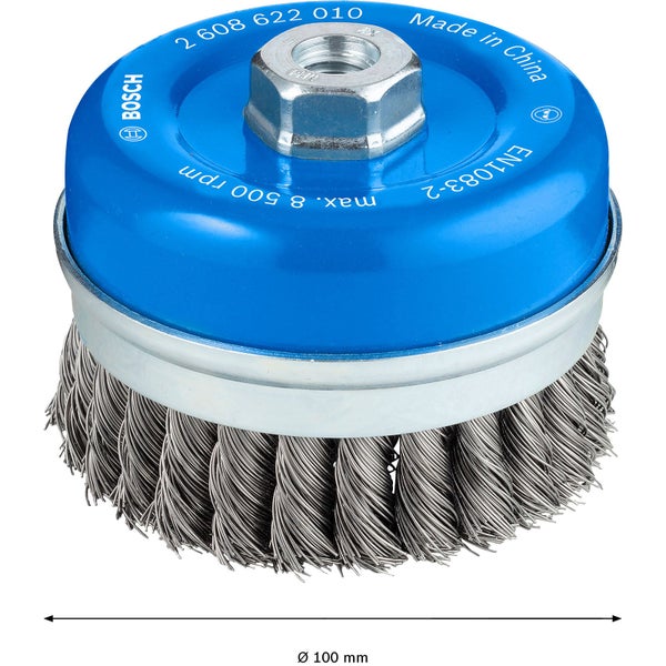 Bosch Drahtbürste mit einem Durchmesser von 100 mm und maximal 8500 Umdrehungen pro Minute