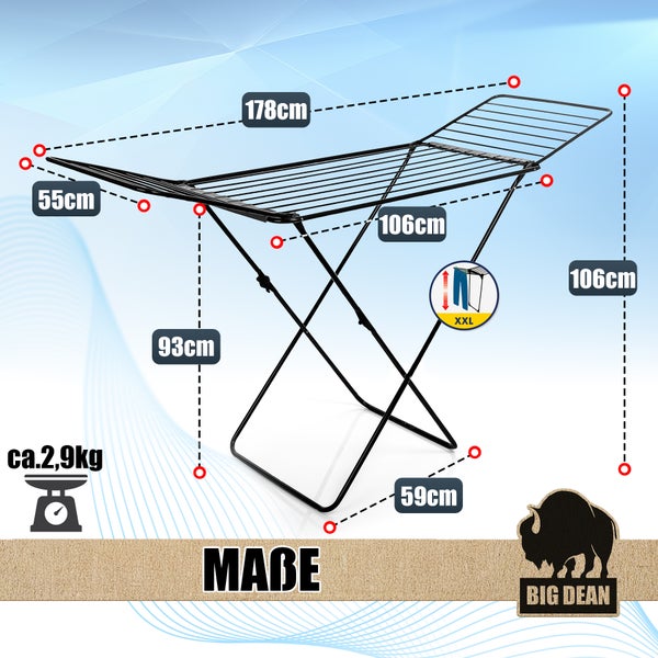Abmessungen eines Wäscheständers
