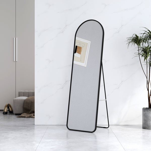 EMKE Bogen Standspiegel 147x45cm Ganzkörperspiegel mit Rahmen aus Aluminiumlegierung für Wohn-,Schlaf-, Aufenthalt und Ankleidezimmer, Schwarz