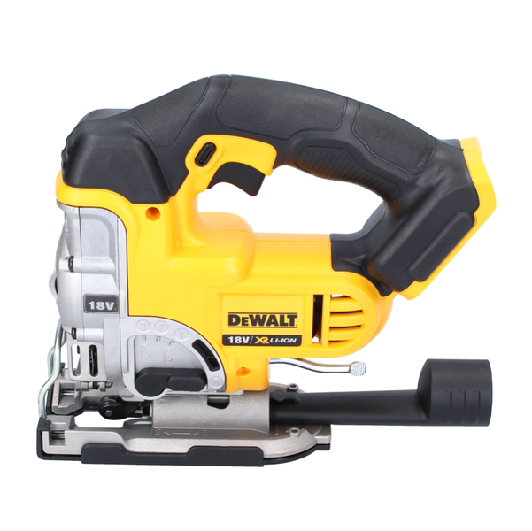 DeWalt 18 Volt Akku-Stichsäge mit ergonomischem Handgriff und Absaugstutzen.