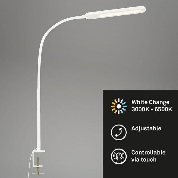 LED Klemmleuchte Klemmlampe Dimmbar CCT 8 W weiß Metall-Kunststoff Briloner