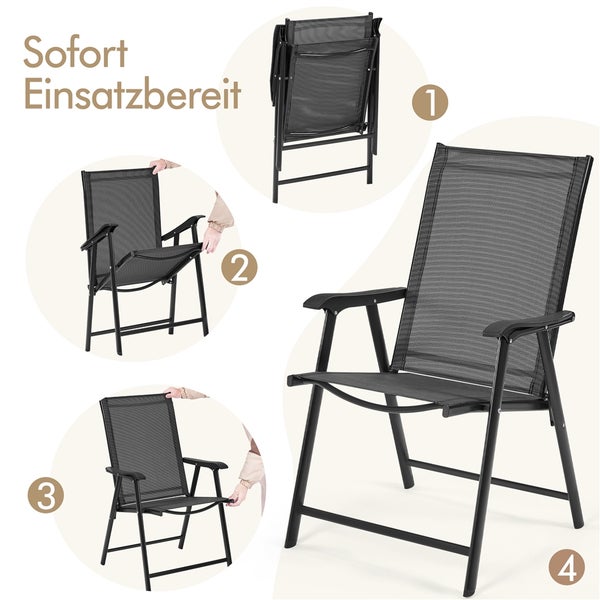 Gartenstuhl klappbar mit Armlehnen, Darstellung der Funktionsweise