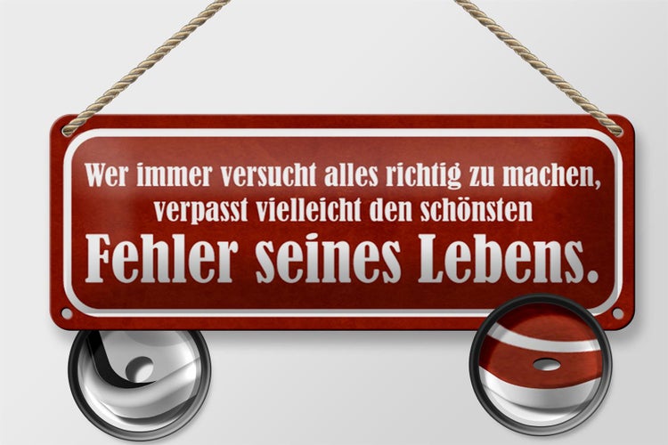 Blechschild Spruch 27x10cm schönster Fehler seines Lebens Dekoration