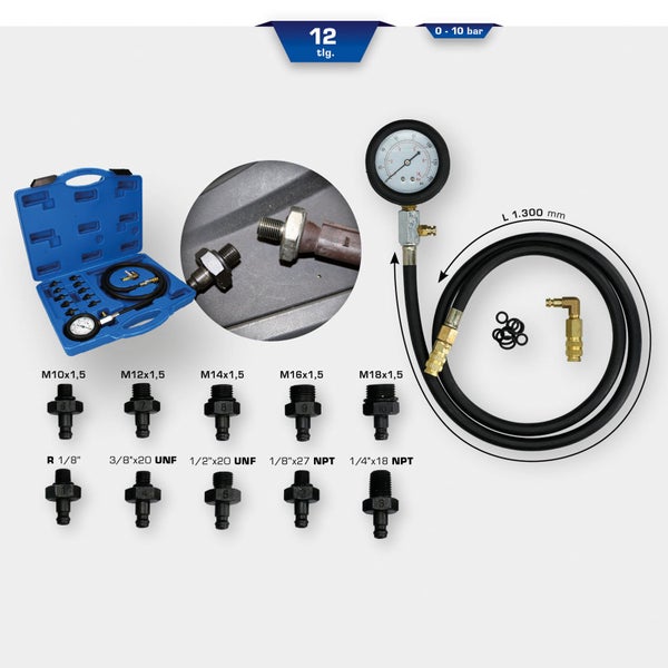 BRILLIANT TOOLS Öldruck-Tester-Satz 12tlg. - BT581450