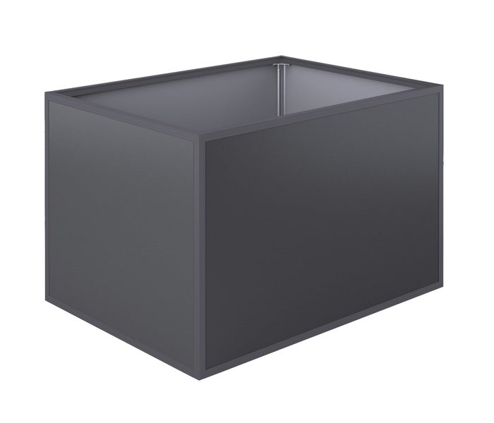Rechteckiges Hochbeet aus Metall in Anthrazit für Garten und Terrasse.