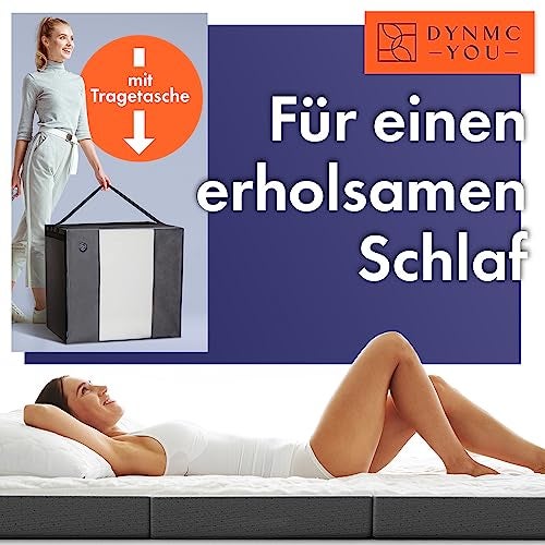 DYNMC you Klappmatratze 75x195x14 cm - Gästematratze Klappbar Mittel Hart H3 - Test SEHR GUT - Oeko TEX Zertifiziert - Gästebett Klappbar mit Tasche - Faltmatratze Oeko TEX Standard - Bodenmatratze