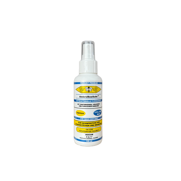 AmbroBeeSafe Desinfektionsmittel für Bienenstöcke & Rähmchen 100 ml – (5 Stück) Mit Propolis, antibakteriell & antiviral, Schutz für das Bienenvolk (5 x 100 ml)
