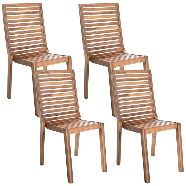 Gartenstuhl 4er Set OMBRIANO zertifiziertes Akazienholz Hellbraun
