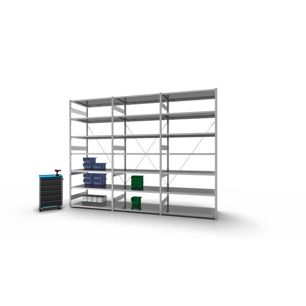 PROREGAL Fachbodenregal Stecksystem T-Profil Heavy-Duty Grundregal HxBxT 300 x 130 x 80 cm 7 Ebenen Fachlast 330 kg Einseitig Nutzbar Verzinkt