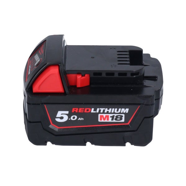 Milwaukee M18 Redlithium Akku mit 5,0 Amperestunden Kapazität für Elektrowerkzeuge.