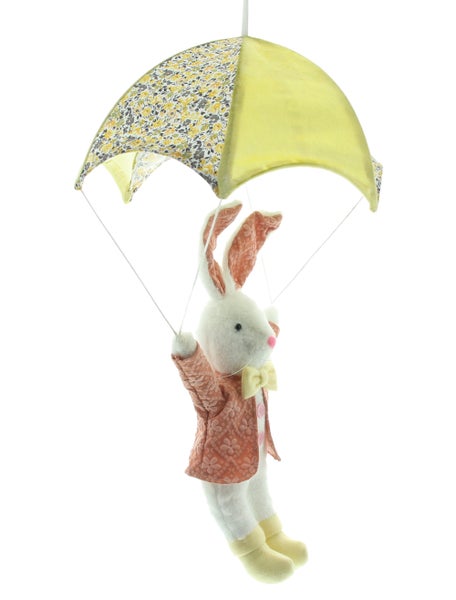FRANK FLECHTWAREN|Fallschirmspringer Hase Andy, 39 x 39 x 65 cm, POLYESTER, KUNSTSTOFF, METALL, ORGANZA
