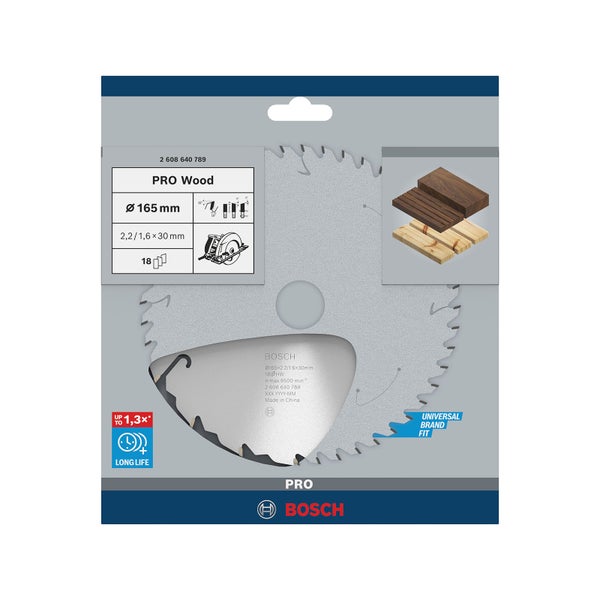 Bosch PRO Wood Kreissägeblatt 165 x 2,2 x 30 mm - 2608640789