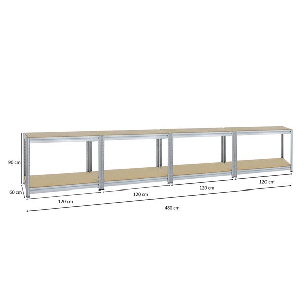 PROREGAL Mega Deal 4x Höhenverstellbare Werkbank Dino HxBxT 90 x 120 x 60 cm Traglast 600 kg Verzinkt