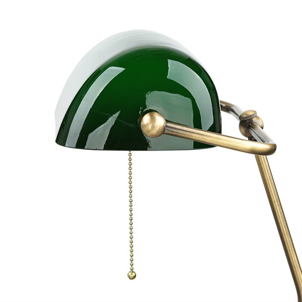 Grüne Schreibtischlampe im Banker Stil