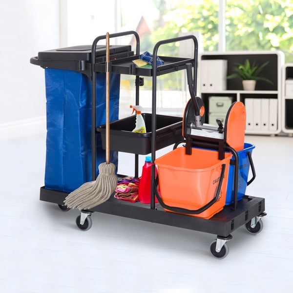 HOMCOM Putzwagen, 111 × 63,3 × 103 cm, PP, Schwarz+Blau