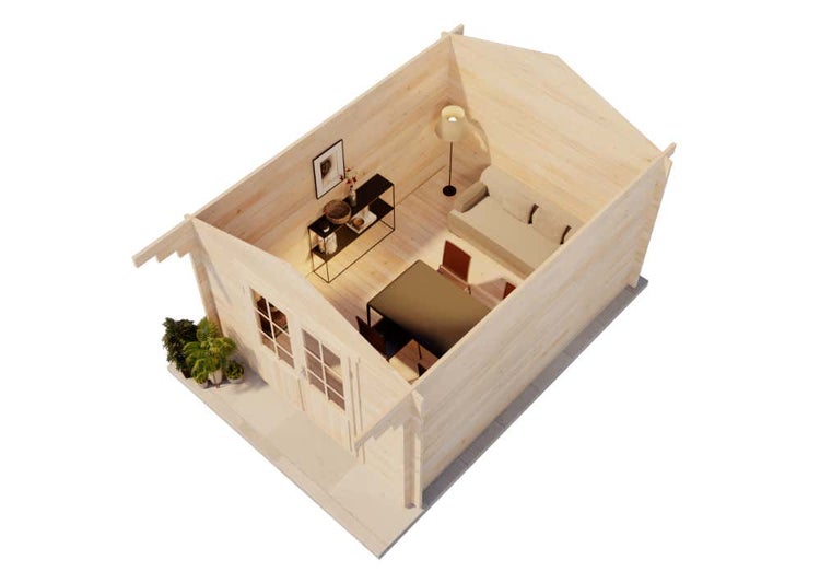 Alpholz Gartenhaus Nele-44 ISO Gartenhaus aus Holz in natur, Holzhaus mit 44 mm Wandstärke, Blockbohlenhaus mit Montagematerial imprägniert 3,2x4,2m