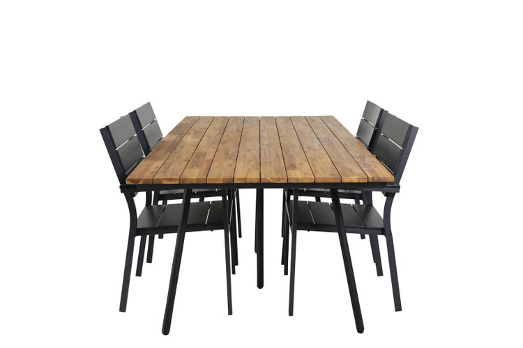 Chan Gartenset Tisch 100x200cm und 4 Stühle Levels schwarz, natur. 100 X 200 X 74 cm