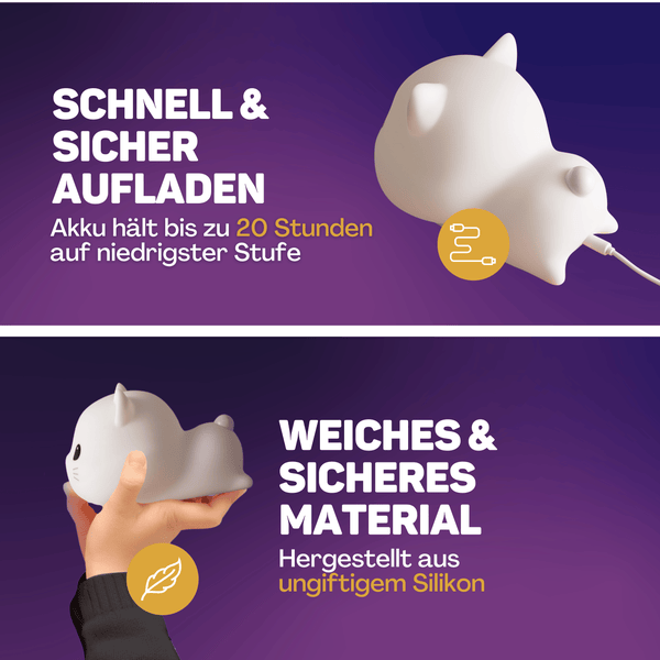 Vulpes Goods Nachtlicht für Kinder - Touch-Bedienung und 8 Farben - LED-Nachtlicht für das Kinderzimmer - USB-aufladbar