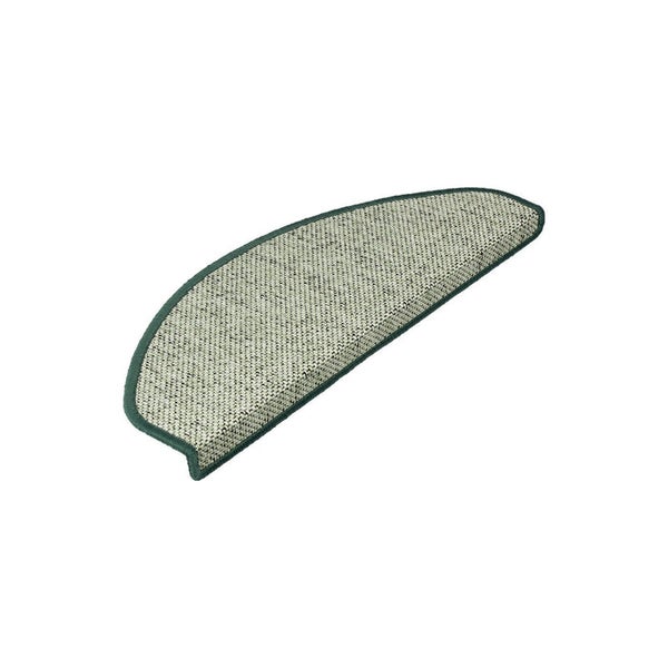FLOORDIREKT Stufenmatte Sabang - Sisaloptik - Gekettelter Rand & Selbstklebend - Grün - 19 x 56 cm - Halbrund