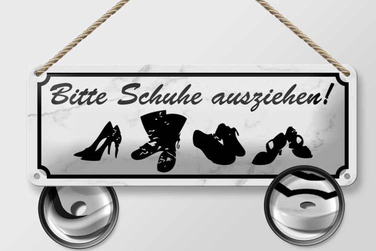 Blechschild Spruch 27x10cm bitte Schuhe ausziehen Dekoration