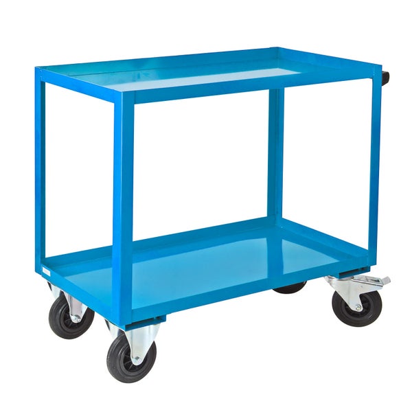 PROREGAL Tischwagen mit 2 Etagen HxBxT 50 x 100 x 91 cm Gesamtraglast 100 kg pro Wanne Lichtblau
