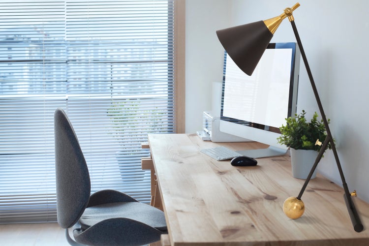 Design Tischlampe Schwarz Gold, Lampe mit Kegel Schirm | Wohnzimmer Esszimmer Leuchte