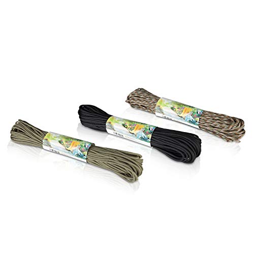 CoverUp! Paracord 550 schwarz – 550 Paracord aus 7 Strängen – 31 Meter Parachute Cord mit extrem robustem Seilmantel