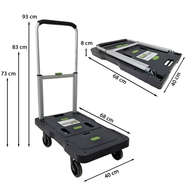 Plattformwagen klappbar 150 kg leicht mobil Transportwagen für Einkäufe Umzug Rollwagen