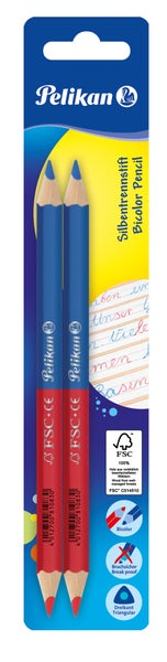 Pelikan Silbentrennstift, Buntstift, Rot+Blau, dick, dreieckig, 2/B, 2er Set