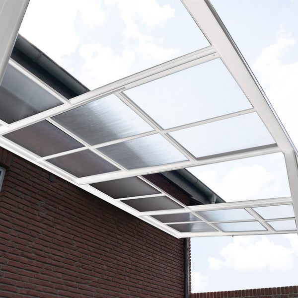 Home Deluxe - Terrassenüberdachung SOLIS DELUXE - Weiß, 290 x 295 x 233 / 272 cm - inkl. Schiebedachfunktion - inkl. Hohlkammerplatten, Montagematererial I Pergola Überdachung Terrassendach