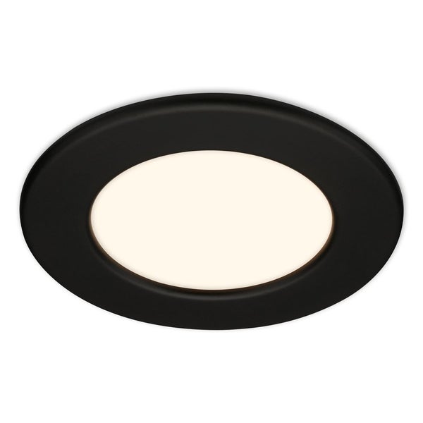 BRILONER FLAT DIM LED Einbaustrahler Bad, IP44 Spritzwasserschutz, Stufenlos Dimmbar, Warmweißes Licht, Flaches Design, schwarz, 11,5 x 3 cm
