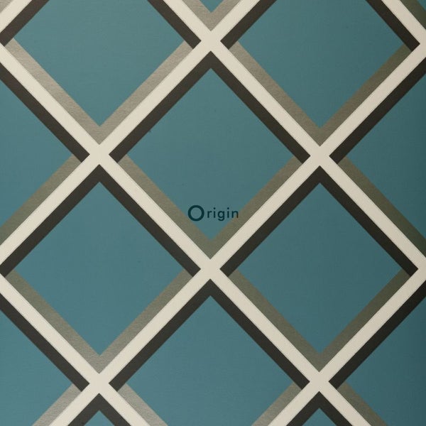 Origin Wallcoverings Tapete geometrisches Motiv Petrolblau - 52 cm x 10,05 m - 307130