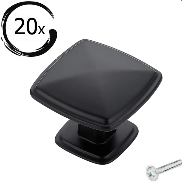 Quadratischer Möbelknopf, 20er-Packung, inklusive Schraube