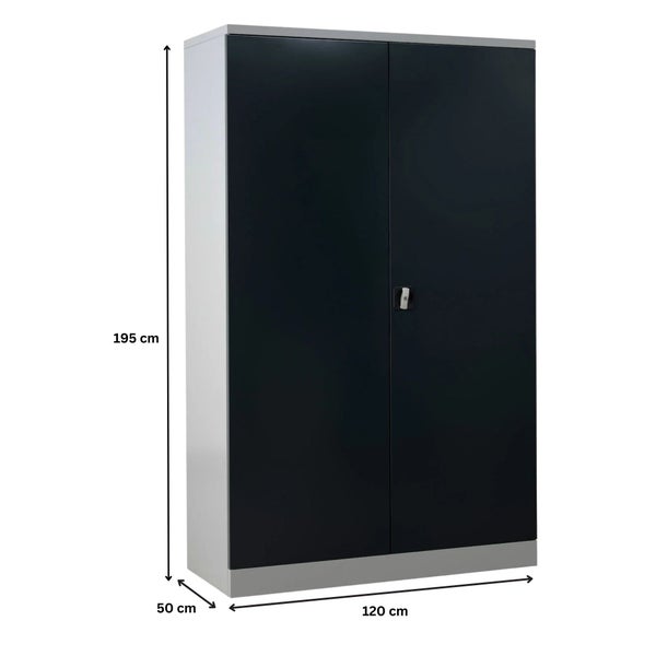 PROREGAL Stahlschrank Bee mit 6 lackierten Fachböden HxBxT 195 x 120 x 50 cm Korpusfarbe Lichtgrau Frontfarbe Anthrazit