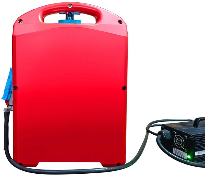 Akkuladegerät mit Kabel und Griff