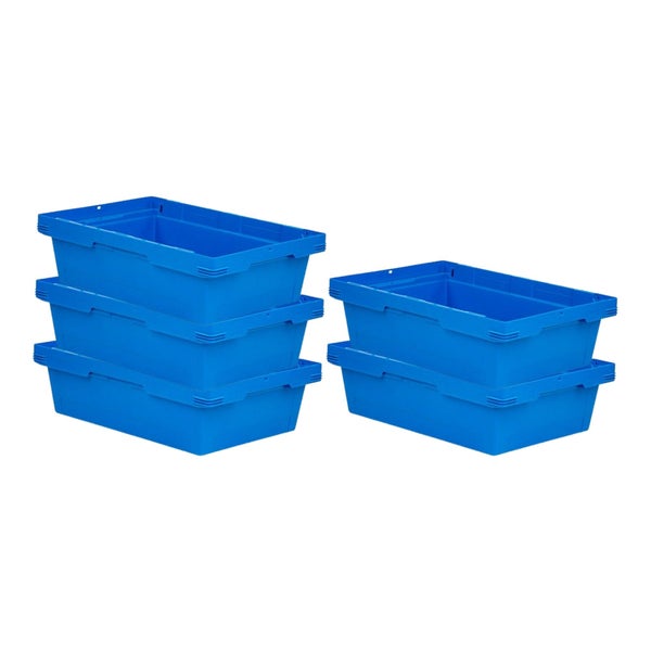 PROREGAL Mega Deal 5x Conical Mehrweg-Stapelbehälter Blau HxBxT 17,5 x 40 x 60cm 29 Liter Lagerbox  Eurobox  Transportbox  Transportbehälter