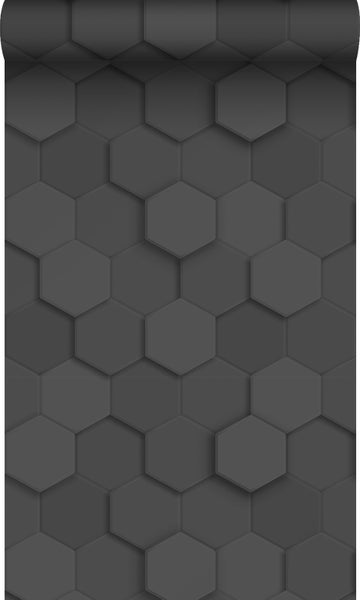 Origin Wallcoverings Öko-Strukturtapete 3D Wabenmuster Schwarz - 0,53 x 10,05 m - 347854