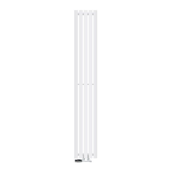 ECD Germany Design Paneelheizkörper Stella Mittelanschluss 260 x 1800 mm Weiß mit Anschlussgarnitur inkl. Thermostat Eck Wand, Flach, Einlagig, Vertikal, Heizkörper Badheizkörper Bad Heizung