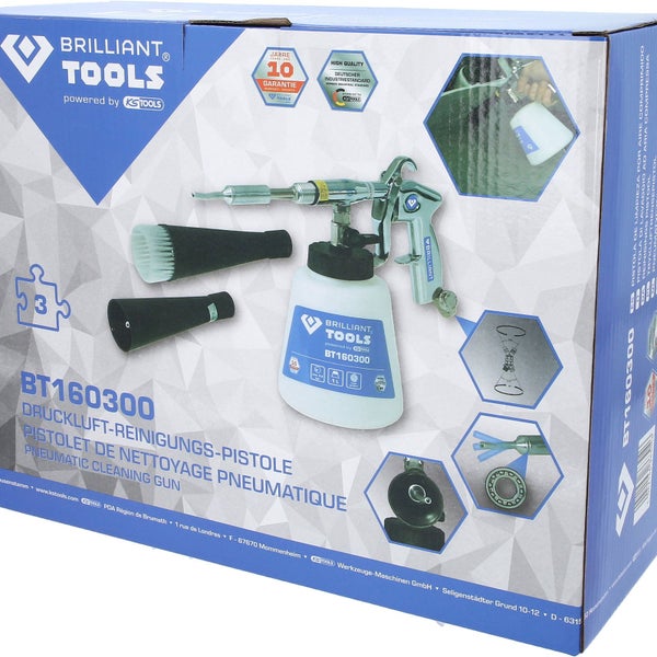 Verpackung einer Druckluft-Reinigungspistole von Brilliant Tools