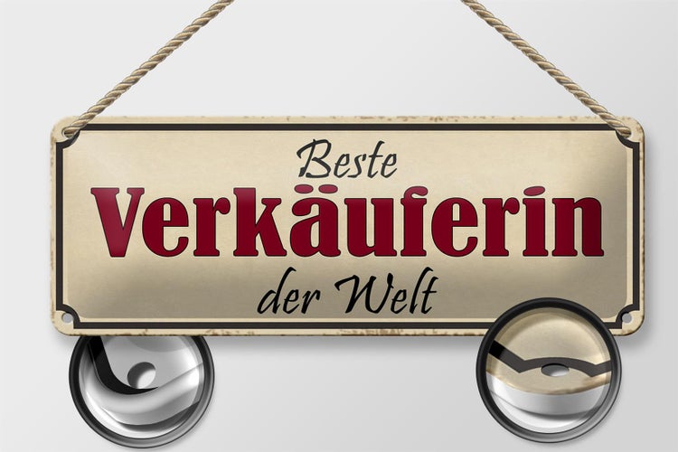 Blechschild Spruch 27x10cm beste Verkäuferin der Welt Dekoration