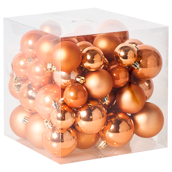 Weihnachtsbaumkugeln in transparenter Box