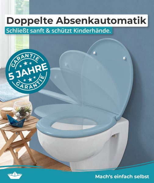 Weißes Wand-WC mit Absenkautomatik und WC-Sitz mit fünf Jahren Garantie