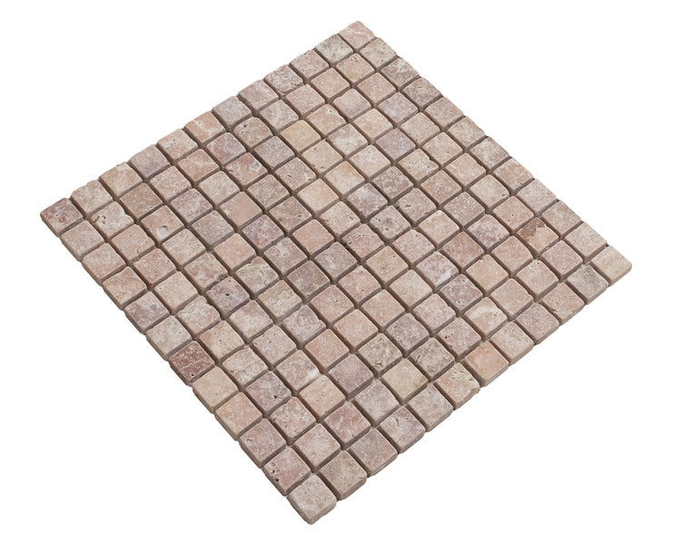 Wohnrausch Natursteinmosaik Travertin RED 2,3 x 2,3 cm, getrommelt, hellrot