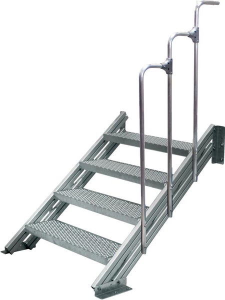 Metalltreppe mit fünf Stufen und Handlauf