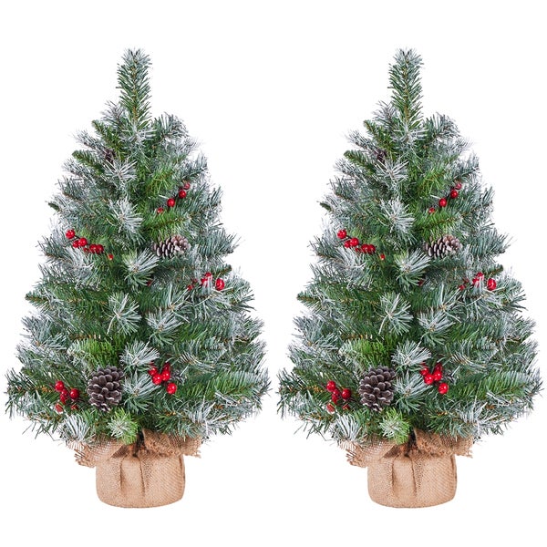 Yaheetech 2er-Set 92 cm Mini Künstlicher Weihnachtsbaum , Grün