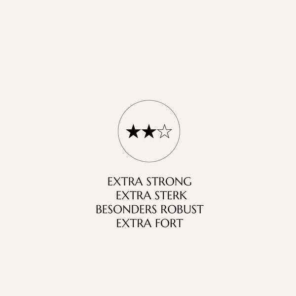 Symbol für besonders robuste Produktqualität mit zwei von drei Sternen