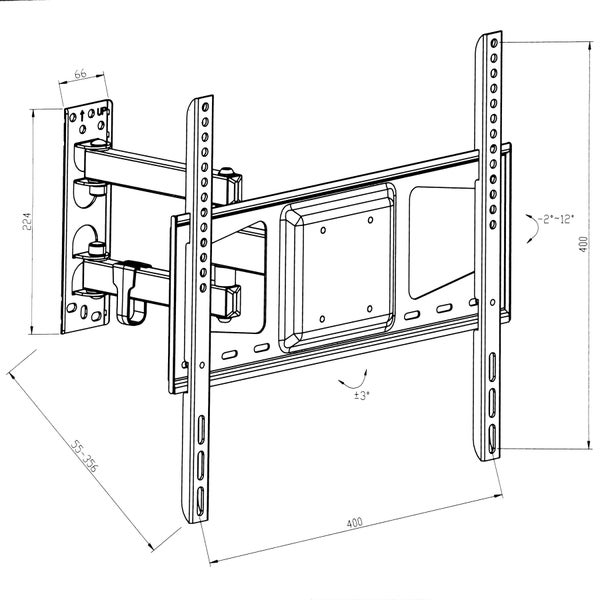 TV Wandhalterung tectake  für 26 - 75 Zoll (66 - 191 cm) bis 60 kg